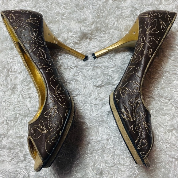 Baby Phat Kimora Lee Simmons Peep Toe Heels 6 B - Picture 5 of 11